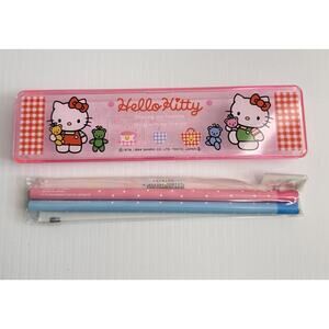 Vintage Hello Kitty Pencil Case 1994 Clear Pink Box & Pencil Set Deadstock Japan